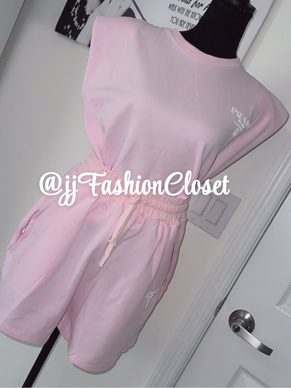 NIP PRA Pink Logo Athletic Shorts & Top Set